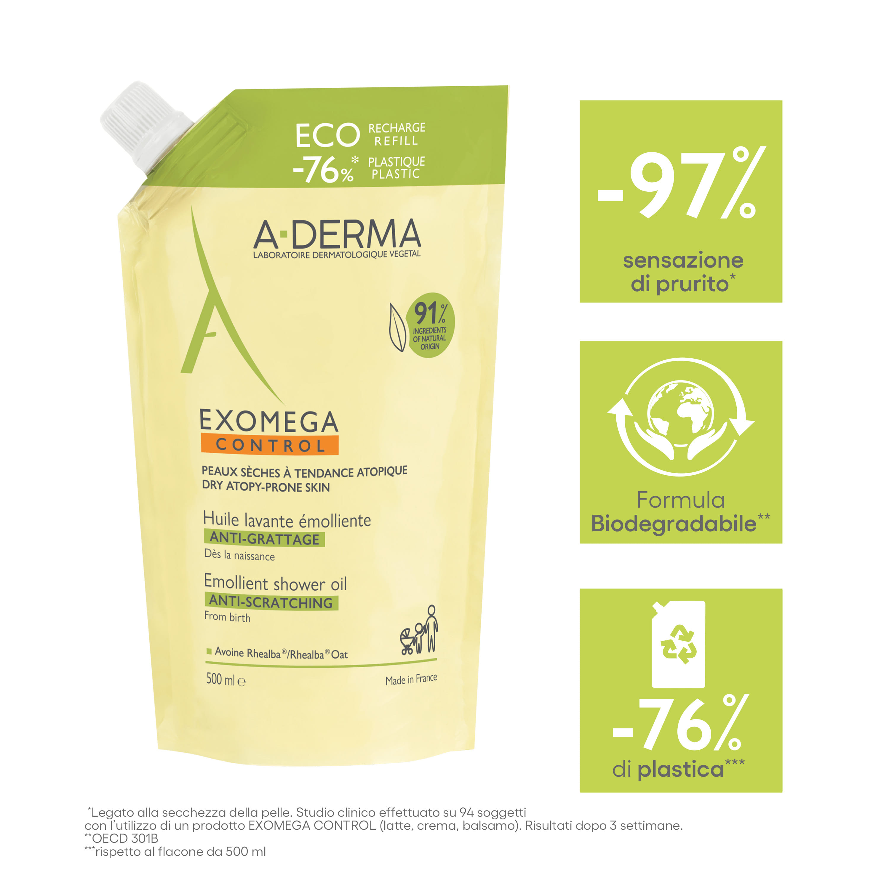 ADERMA EXOMEGA DUO IGIENE ECOPACK 1 RICARICA ADERMA EXOMEGA OLIO 500 ML + 1 ADERMA EXOMEGA CONTROL OLIO 500 ML