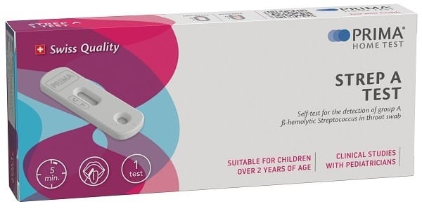 TEST AUTODIAGNOSTICO PRIMA HOME TEST STREP A RILEVAZIONE ANTIGENI SPECIFICI STREPTOCOCCO A MEDIANTE IMMUNOCROMATOGRAFIA