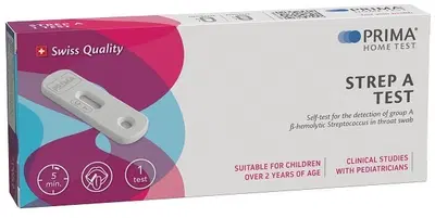 TEST AUTODIAGNOSTICO PRIMA HOME TEST STREP A RILEVAZIONE ANTIGENI SPECIFICI STREPTOCOCCO A MEDIANTE IMMUNOCROMATOGRAFIA TEST AUTODIAGNOSTICO PRIMA HOME TEST STREP A RILEVAZIONE ANTIGENI SPECIFICI STREPTOCOCCO A MEDIANTE IMMUNOCROMATOGRAFIA