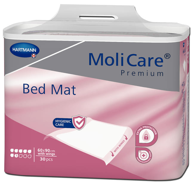 TRAVERSA PER INCONTINENZA MOLICARE BED MAT 7 GOCCE ASSORBENTE MONOUSO 60X180 CON ALI 30 PEZZI