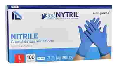 GUANTO IN NITRILE SENZA POLVERE ITALGLOVE ITALNYTRIL BLUE L 100 PEZZI
