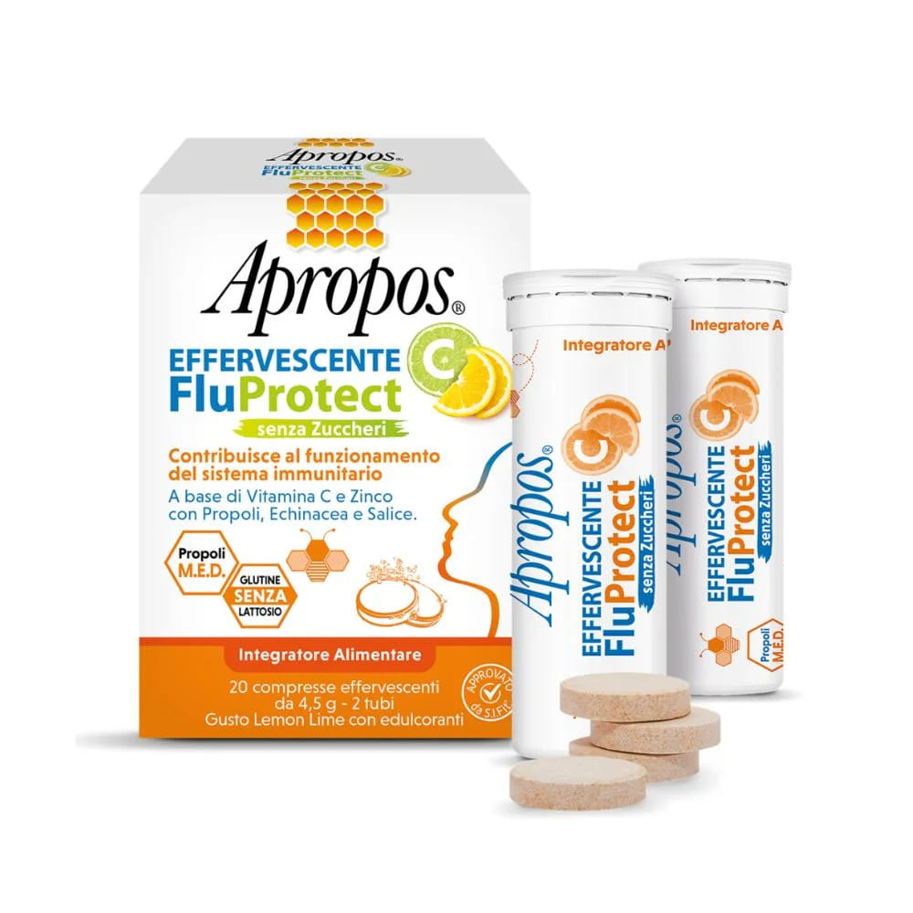 APROPOS EFFERVESCENTE C FLUPROTECT SENZA ZUCCHERI 20 COMPRESSE EFFERVESCENTI