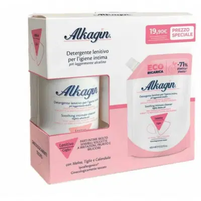 ALKAGIN DETERGENTE INTIMO PH7 LENITIVO 400 ML + RICARICA 400 ML ALKAGIN DETERGENTE INTIMO PH7 LENITIVO 400 ML + RICARICA 400 ML