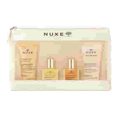 NUXE TROUSSE VOYAGE PRODIGIEUX 2024 SHOWER OIL 30 ML + HUILE PRODIGIEUSE 10 ML + LE PARFUM 15 ML + BODY LOTION 30 ML