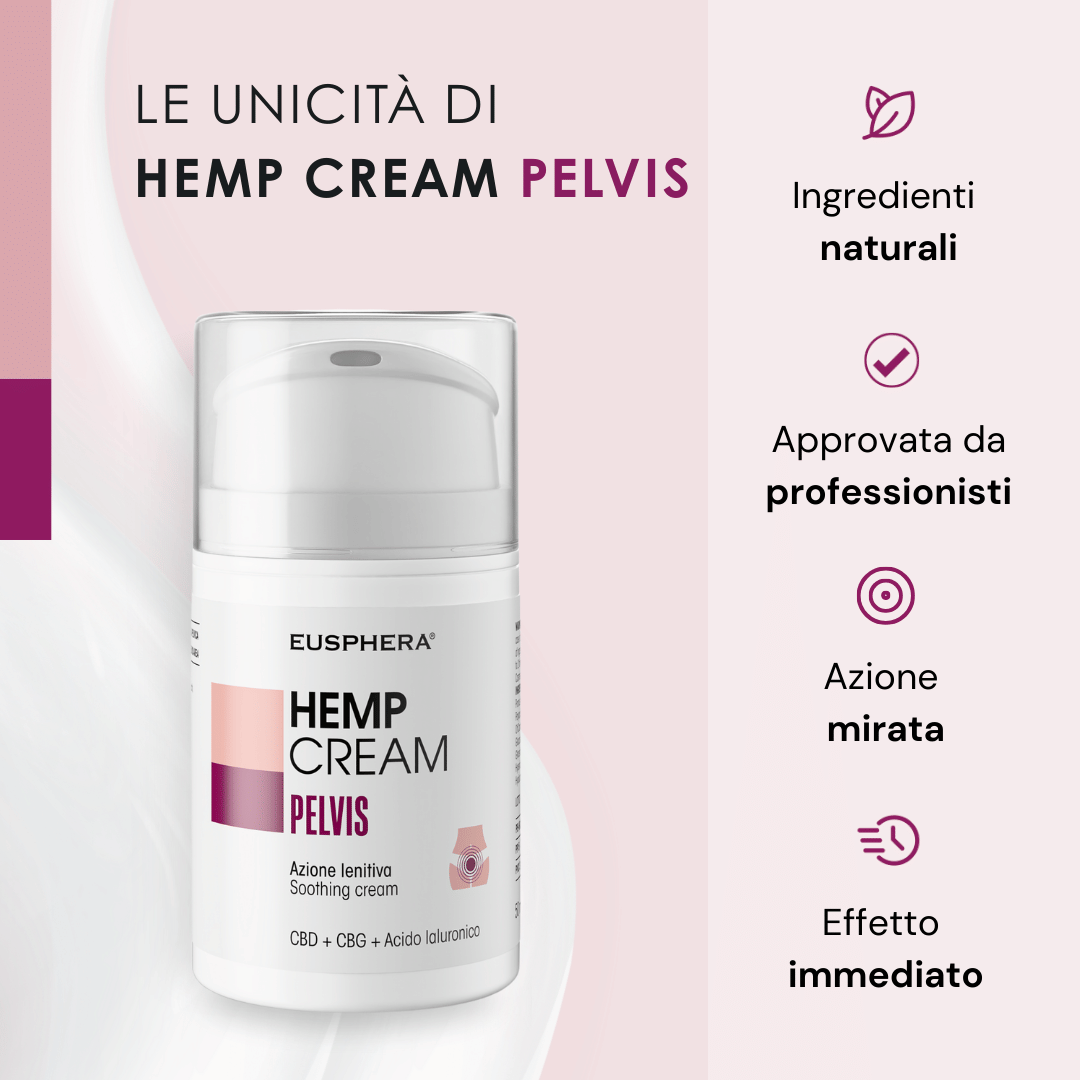 Eusphera Hemp cream Pelvis - Crema lenitiva per prurito intimo e vulvodinia