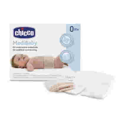 CHICCO KIT MEDICAZIONE OMBELICALE BENDA A RETE ELASTICA CALIBRO 6 + COMPRESSE IN TNT STERILI 10X10 CM 4 PEZZI