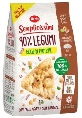 DORIA SEMPLICISSIMI SNACK 90% LEGUMI CECI-FAGIOLI-SOIA 60 G DORIA SEMPLICISSIMI SNACK 90% LEGUMI CECI-FAGIOLI-SOIA 60 G
