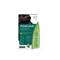 ALOECOLOR 3,0 CASTANO SCURO TINTA PERMANENTE CAPELLI COLORE AD ALTA PIGMENTAZIONE 50 ML + RIVELATORE ALOEOSSIGENATA 75 ML + SHAMPOO ALOECARE 15 ML + GUANTI