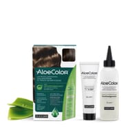 ALOECOLOR 4,05 CIOCCOLATO TINTA PERMANENTE CAPELLI COLORE AD ALTA PIGMENTAZIONE 50 ML + RIVELATORE ALOEOSSIGENATA 75 ML + SHAMPOO ALOECARE 15 ML + GUANTI