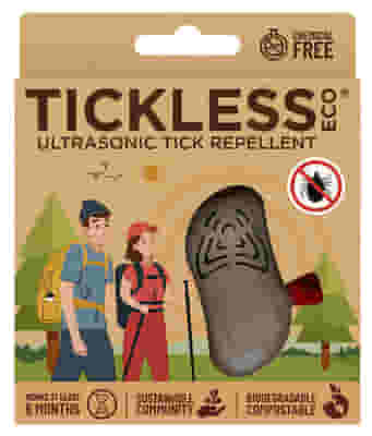 TICKLESS ECO PERSONE REPELLENTE AD ULTRASUONI CONTRO ZECCHE E PULCI PER PERSONE CON COVER IN PLASTICA BIODEGRADABILE COLORE BROWN