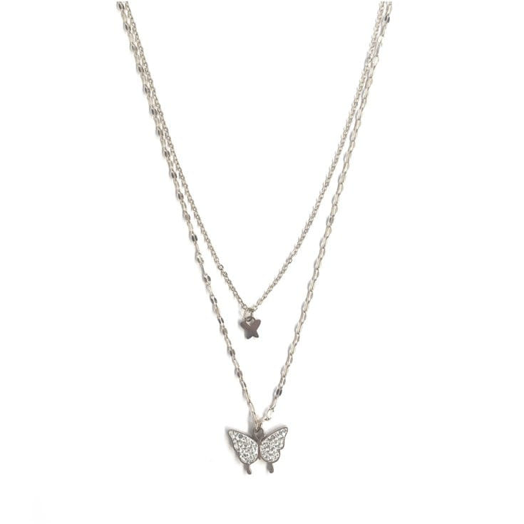 MYLOVLY GIOIELLI COLLANA DOPPIA FARFALLA ARGENTO