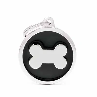 BLACK BIG CIRCLE BONE MEDAGLIETTA PER COLLARE BLACK BIG CIRCLE BONE MEDAGLIETTA PER COLLARE