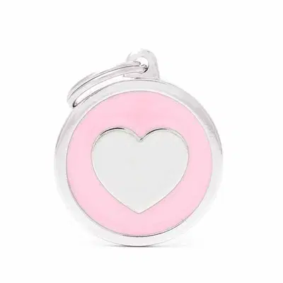 PINK BIG CIRCLE HEART MEDAGLIETTA PER COLLARE PINK BIG CIRCLE HEART MEDAGLIETTA PER COLLARE