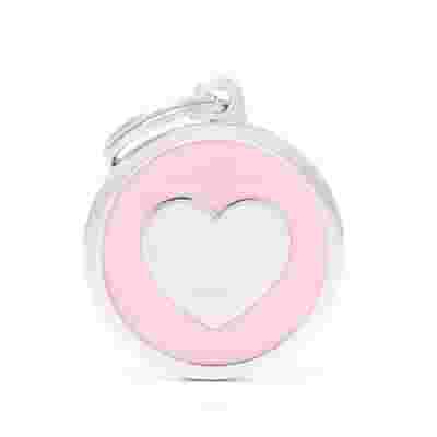 PINK BIG CIRCLE HEART MEDAGLIETTA PER COLLARE