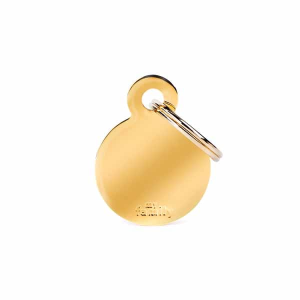 Small Round Medaglietta Per Collare In Ottone Dorato