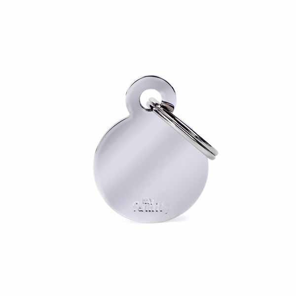 Small Round Medaglietta Per Collare In Ottone Cromato