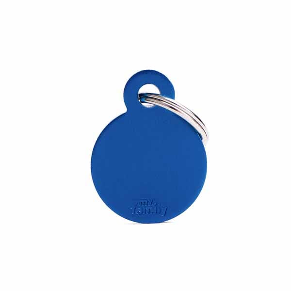 Small Round Medaglietta Per Collare In Alluminio Blue