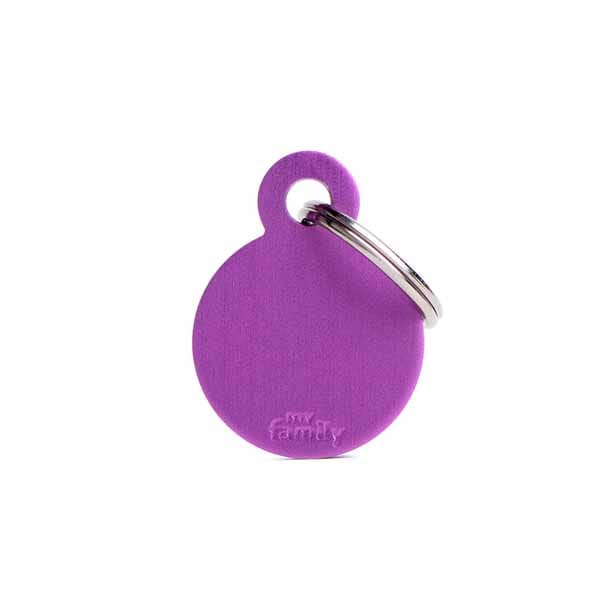 Small Round Medaglietta Per Collare In Alluminio Purple