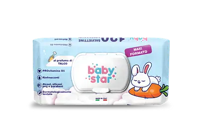 BABYSTAR SALVIETTINE BEBE' TALCO 120 PEZZI BABYSTAR SALVIETTINE BEBE' TALCO 120 PEZZI
