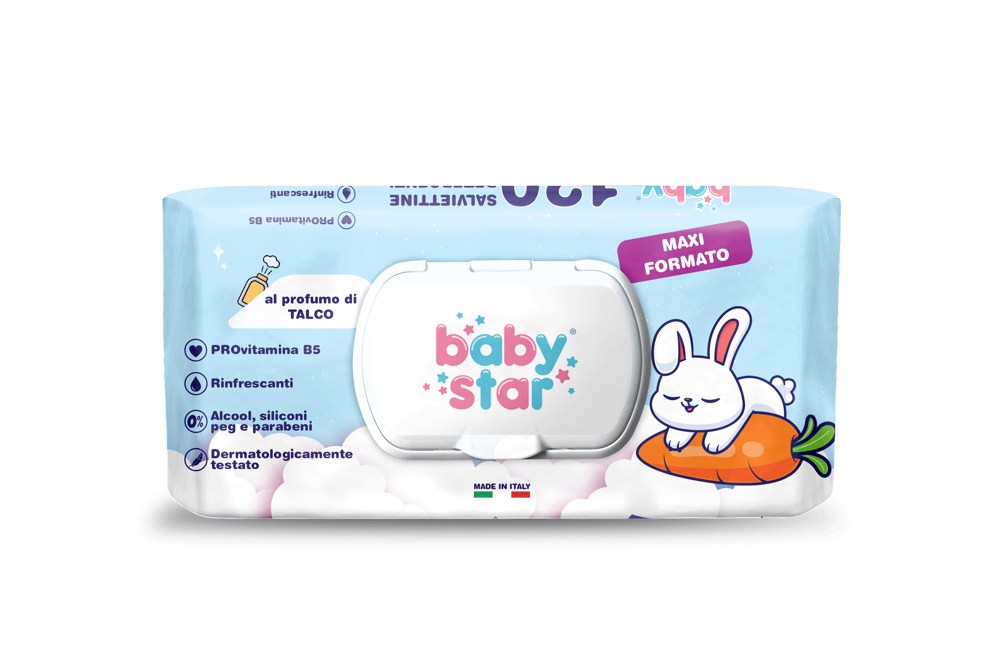 Babystar Salviettine Bebe' Talco 120 Pezzi
