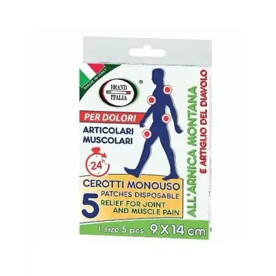 CEROTTI PER DOLORI ARTICOLARI E MUSCOLARI CON ARNICA MONTANA BRAND ITALIA 5 PEZZI CEROTTI PER DOLORI ARTICOLARI E MUSCOLARI CON ARNICA MONTANA BRAND ITALIA 5 PEZZI