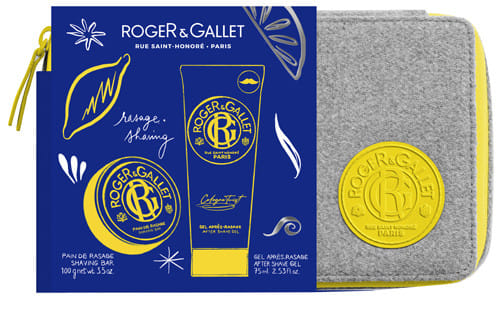 ROGER & GALLET TROUSSE NATALE UOMO KIT RASATURA 1 SHAVING BAR 100 G + 1 DOPOBARBA 75 ML