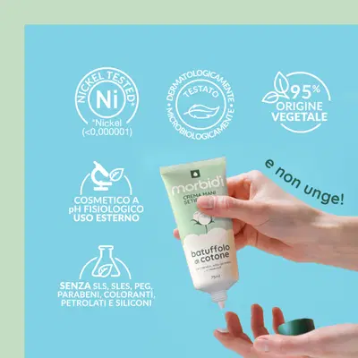 MORBIDI' CREMA MANI BATUFFOLO DI COTONE 75 ML MORBIDI' CREMA MANI BATUFFOLO DI COTONE 75 ML