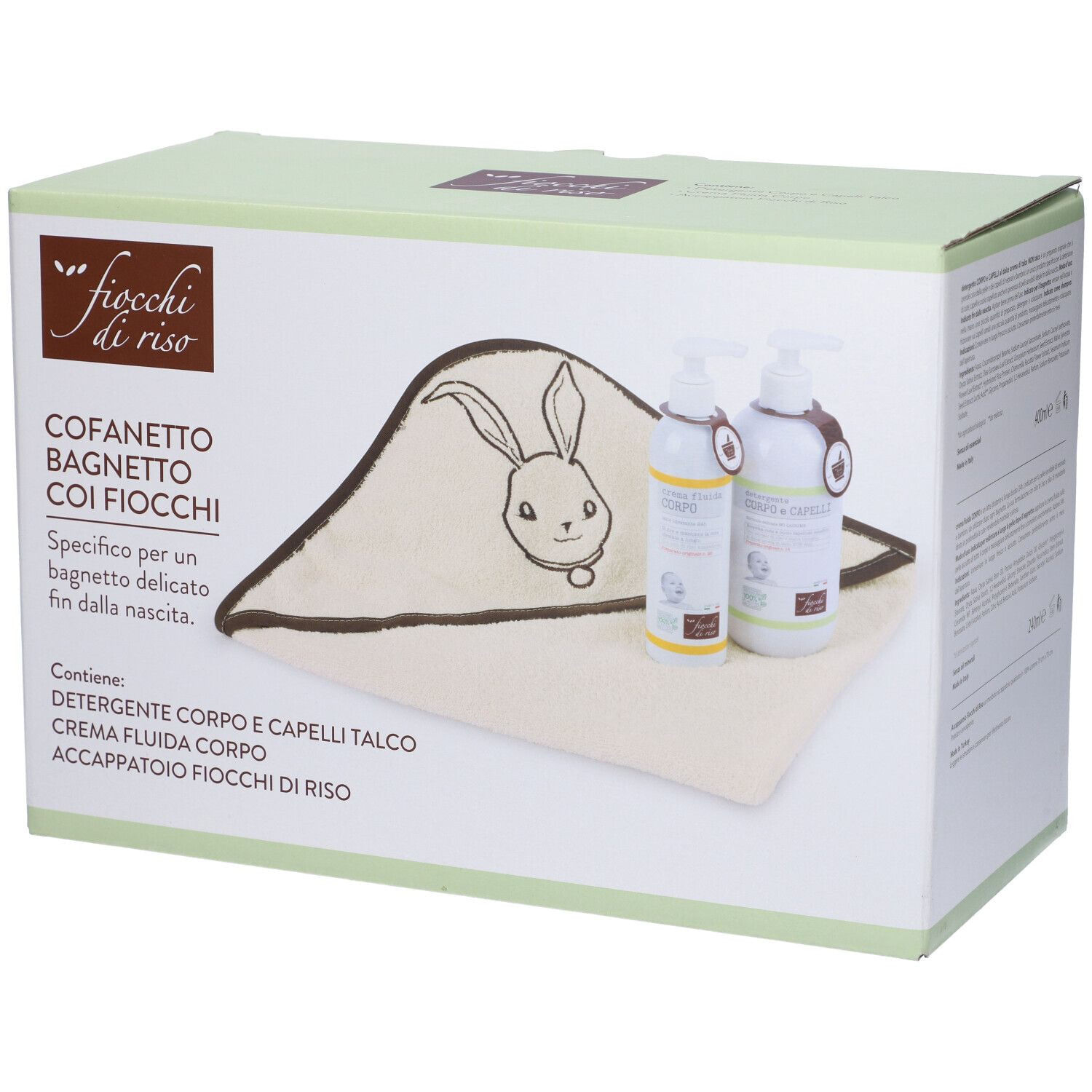 Fiocchi Di Riso Cofanetto Bagnetto Crema Fluida Corpo 240 Ml + Detergente Corpo E Capelli Talco 400 Ml