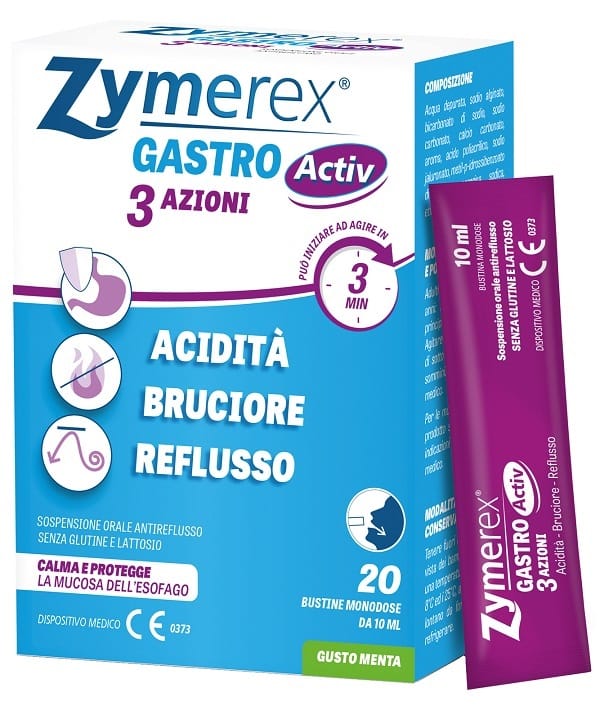 ZYMEREX GASTRO ACTIV 20 BUSTINE DA 10 ML AROMA MENTA SENZA GLUTINE SENZA LATTOSIO
