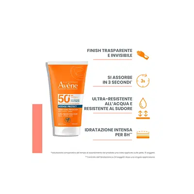 EAU THERMALE AVENE SOLARE INTENSE PROTECT SPF 50+ 150 ML NUOVO PACK EAU THERMALE AVENE SOLARE INTENSE PROTECT SPF 50+ 150 ML NUOVO PACK