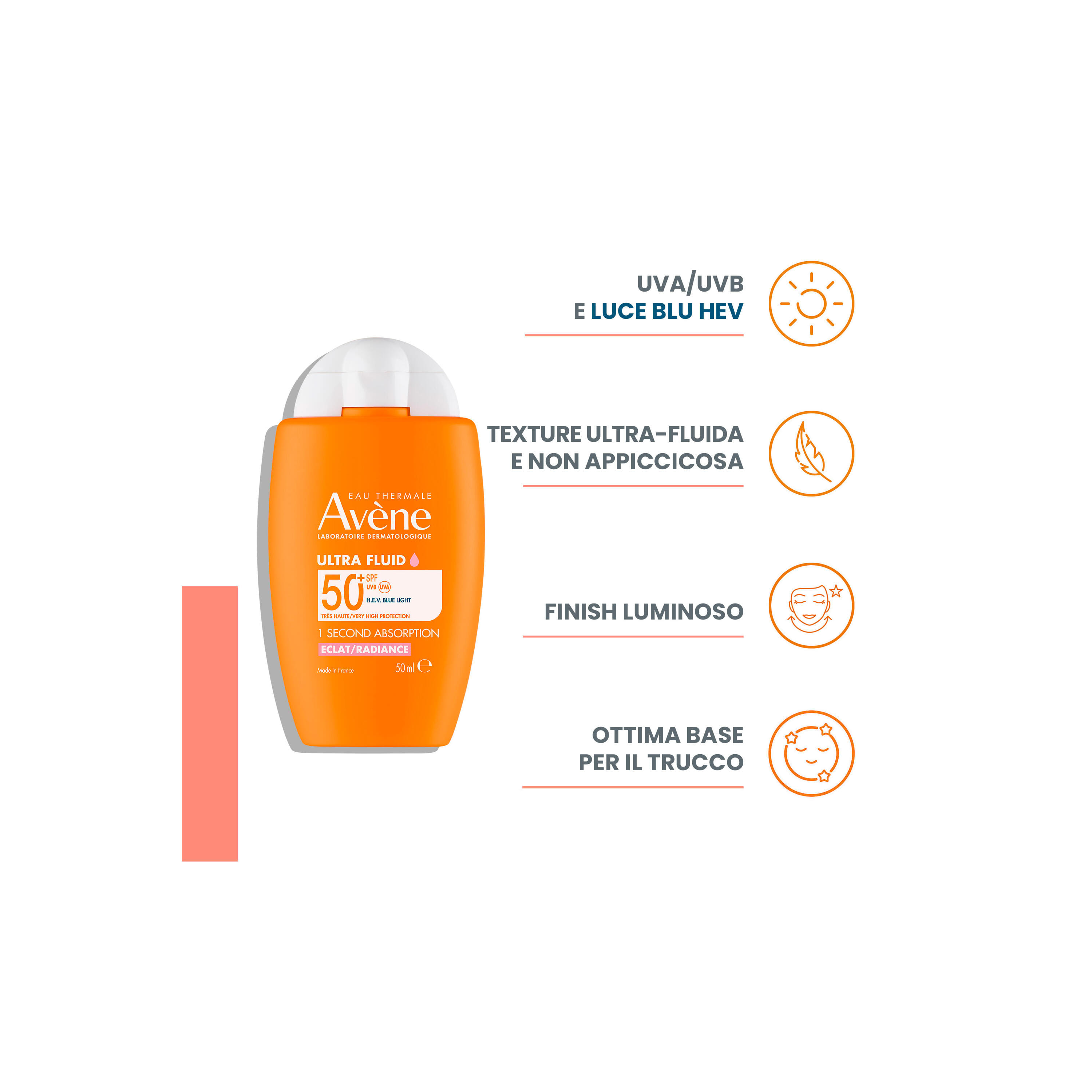 EAU THERMALE AVENE SOLARE ULTRA FLUID LUMINOSITA' SPF 50+ 50 ML