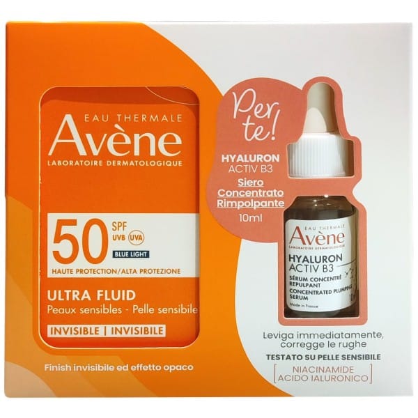 EAU THERMALE AVENE SOLARE ULTRA FLUID SPF50 50 ML + HYALURON ACTIVE B3 SIERO 10 ML