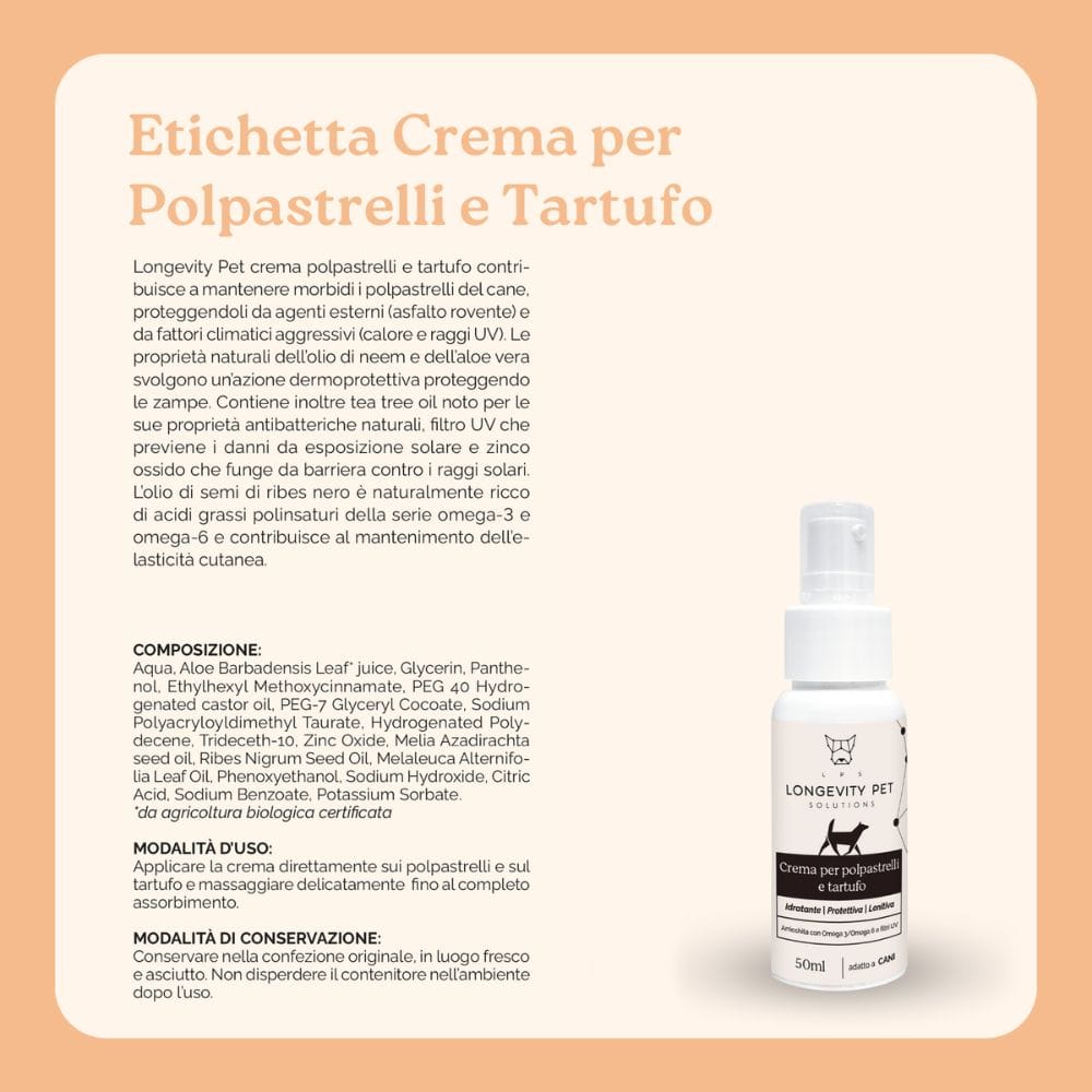 LONGEVITY PET CREMA POLPASTRELLI TARTUFO 50 ML