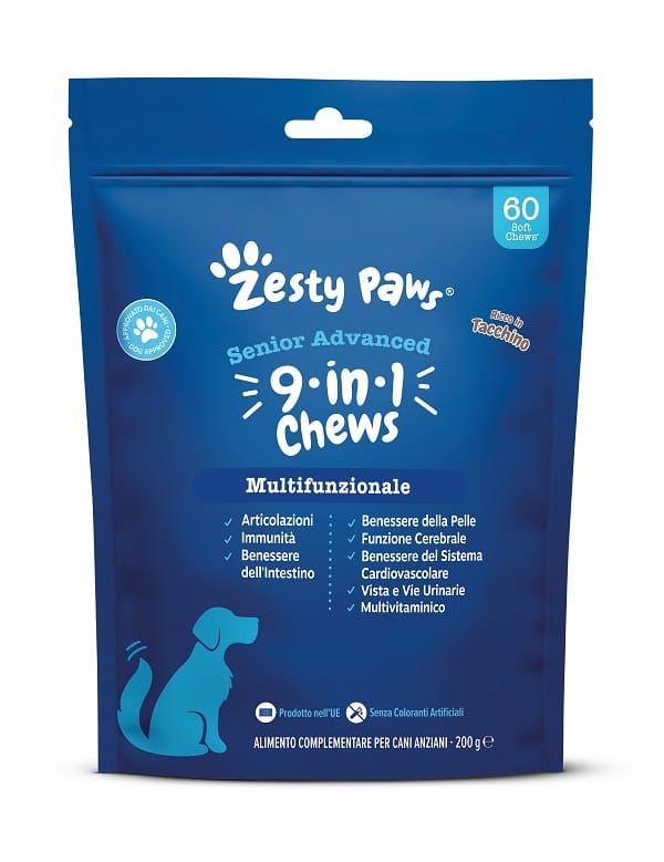 ZESTY PAWS SENIOR ADVANCED 9 IN 1 60 CHEWS TURKEY