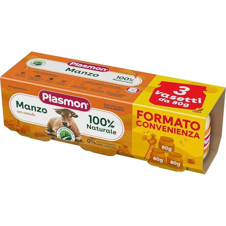 Plasmon Omogeneizzato Manzo E Cereale 3 Pezzi Da 80 G