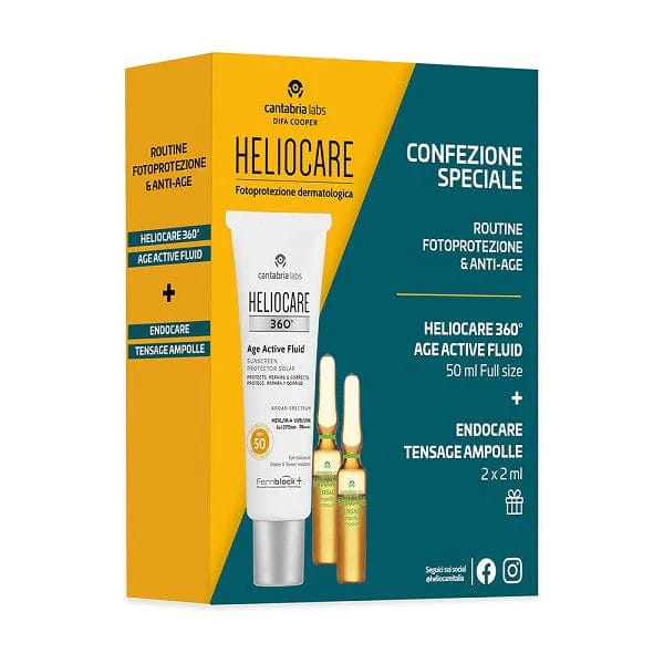 HELIOCARE 360 AGE ACTIVE 50 ML + ENDOCARE TENSAGE AMPOLLE 2 FIALE DA 2 ML CAMPIONE GRATUITO