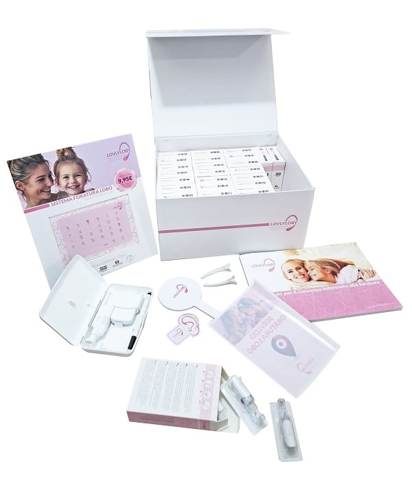 Lovlyloby Starter Kit Foratura Lobo Con Orecchino Cuore In Acciaio