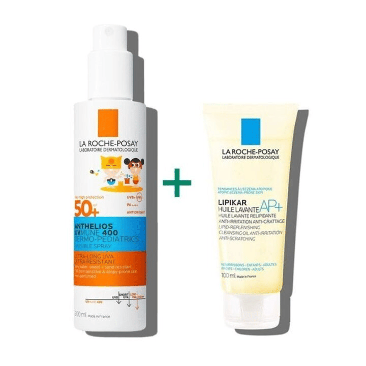 Anthelios Spray Uvmune Bambino 50+ 200 Ml + Lipikar Olio Detergente Ap+ 100 Ml In Omaggio