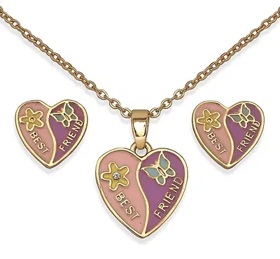 BJS002 PARURE ORECCHINI+COLLANINA BEST FRIEND GOLD PLATED BJS002 PARURE ORECCHINI+COLLANINA BEST FRIEND GOLD PLATED