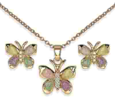 BJS003 PARURE ORECCHINI+COLLANINA BUTTERFLY GOLD PLATED