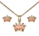 BJS004 PARURE ORECCHINI+COLLANINA CROWN GOLD PLATED