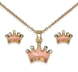 BJS004 PARURE ORECCHINI+COLLANINA CROWN GOLD PLATED