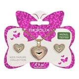 BJS005 PARURE ORECCHINI+COLLANINA DEEP HEART GOLD PLATED