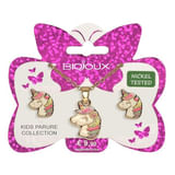 BJS008 PARURE ORECCHINI+COLLANINA SMILING UNICORN GOLD PLATED