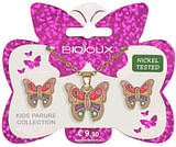 BJS009 PARURE ORECCHINI+COLLANINA PINK BUTTERFLY GOLD PLATED