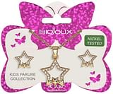 BJS012 PARURE ORECCHINI+COLLANINA DOUBLE STAR GOLD PLATED