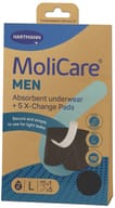 MUTANDE INCONTINENZA RILAVABILI MOLICARE MEN ABSORBENT UNDERWEAR L + 5 X CHANGE PADS INSERTO PER ASSORBENTE MONOUSO