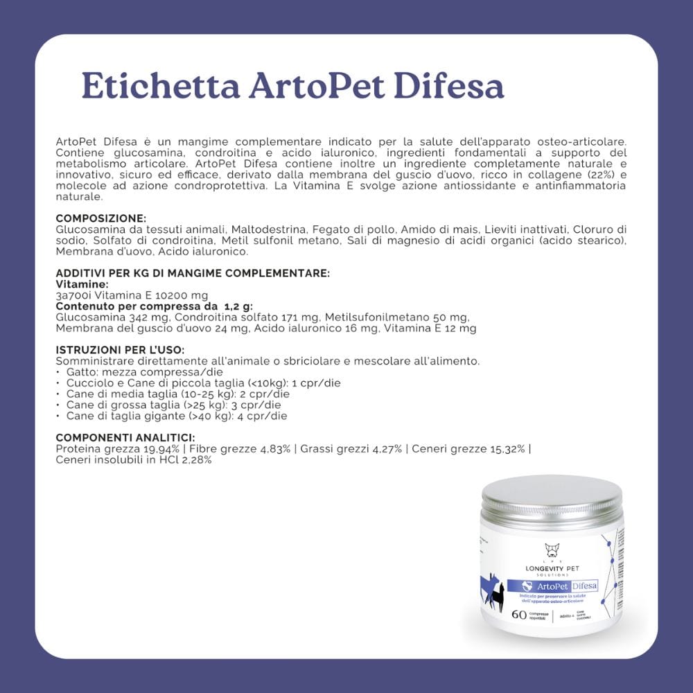 LONGEVITY PET ARTOPET DIFESA 60 COMPRESSE