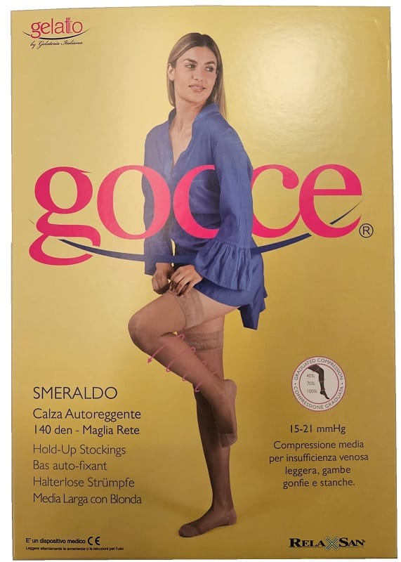 Calza Autoreggente Smeraldo A Compressione Graduata 140 Denari Naturale 2-image