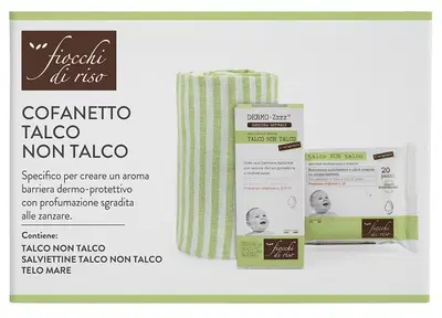 FIOCCHI DI RISO COFANETTO TALCO NON TALCO 1 EMULSIONE TALCO NON TALCO 120 ML + 1 SALVIETTE TALCO NON TALCO + 1 TELO MARE FIOCCHI DI RISO COFANETTO TALCO NON TALCO 1 EMULSIONE TALCO NON TALCO 120 ML + 1 SALVIETTE TALCO NON TALCO + 1 TELO MARE